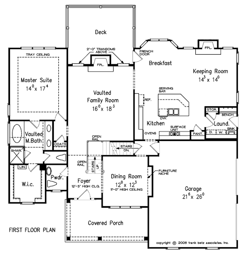 Preston Pointe House Floor Plan Frank Betz Ociates First Floor